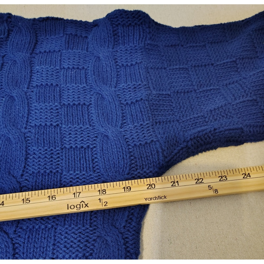 Women's Hunt Club Royal Blue Cable Knit Cotton Sweater Size Small Made in USA HH - Picture 2 of 6